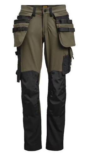 [92875] 2371 - Dames broek stretch - olijfgroen/zwart