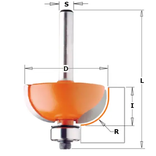 [PR/00105] Bolle radiusfrees met kogellager - HW D28,7 x 12,7mm L54