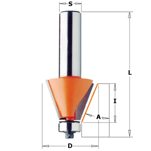 [PR/00123] Afkantfrees met geleidelager - HW D24,5 x 22mm L71
