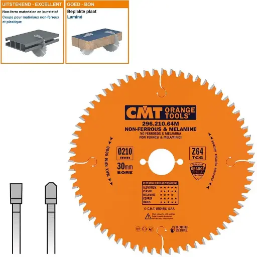 [PR/00176] Cirkelzaag non-ferro en harde mat - 210x30x2,8 Z64*HW