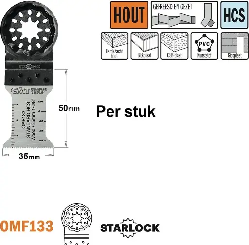 [PR/00207] CMT Multitoolzaagblad voor hout 35mm HCS
