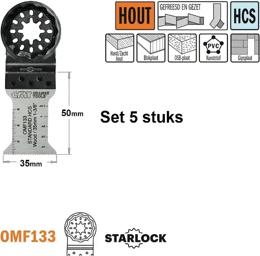 [PR/00208] CMT Multitoolzaagblad voor hout 35mm HCS - 5st