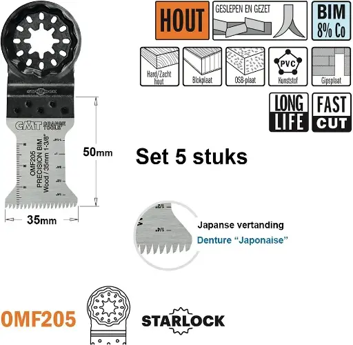 [PR/00214] Multitoolzaagblad (Jap vertanding) voor hout 35mm BIM - 5st