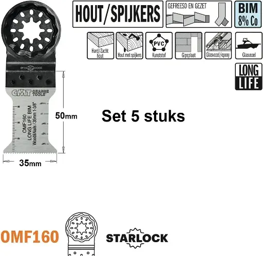 [PR/00224] Multitoolzaagblad voor hout met spijkers 35mm BIM - 5st