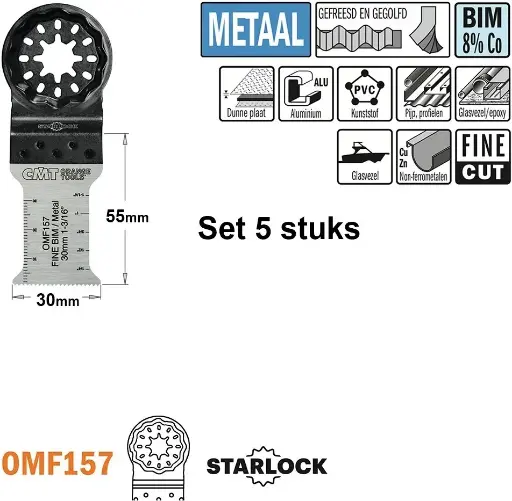 [PR/00234] CMT Multitoolzaagblad voor metaal 30mm BIM - 5st
