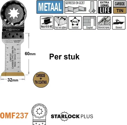 [PR/00235] CMT Multitoolzaagblad fijne zaagsnede 32mm - Starlock plus