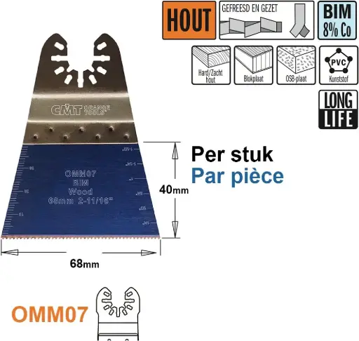 [PR/00264] CMT Multitoolzaagblad voor hout 68mm - BIM