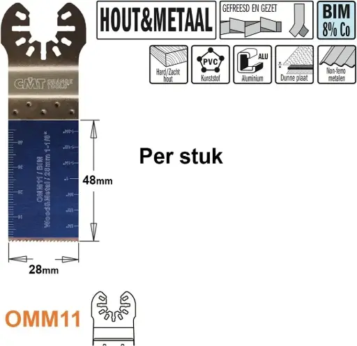[PR/00267] CMT Multitoolzaagblad voor hout en metaal 28mm - BIM