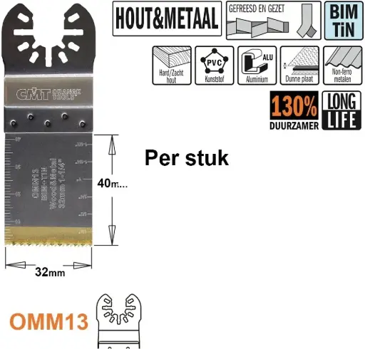 [PR/00269] Multitoolzaagblad voor hout en metaal 32mm - BIM TIN