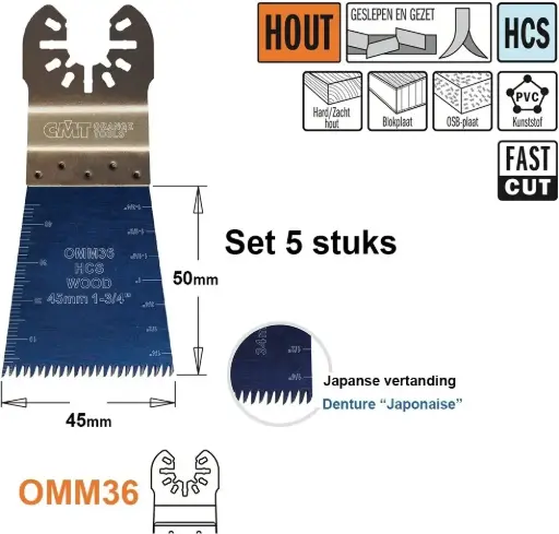 [PR/00274] Multitoolzaagblad (Jap vertanding) voor hout 45mm - HCS