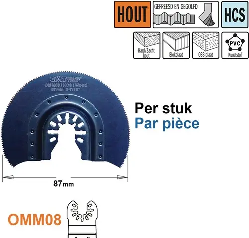 [PR/00279] Ronde HCS multitoolzaagblad voor hout 82mm HCS