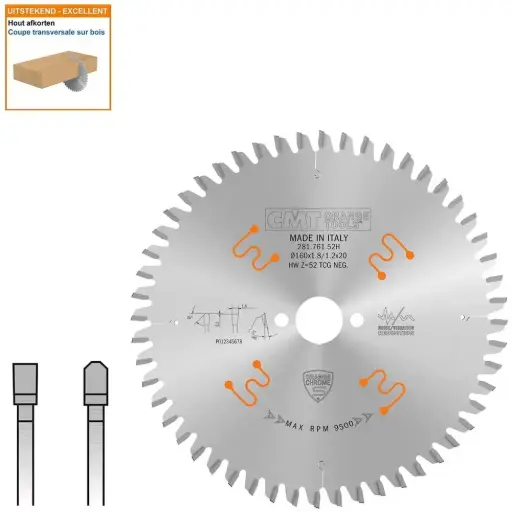 [PR/00317] CMT Plaat- en kunststof zaagblad 160x20x1,8 Z52