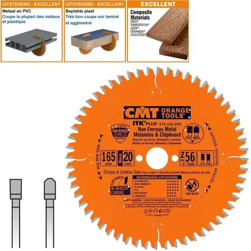 [PR/00320] Dun zaagblad non-ferro metalen en hard mat. 165x20x1,8 Z56