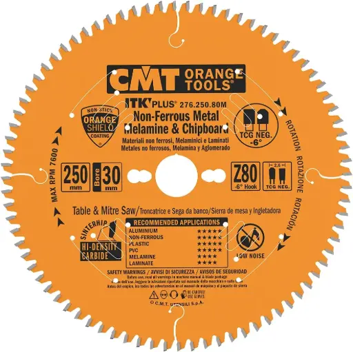[PR/00324] CMT Dun zaagblad non-ferro metalen en hard mat. 250x30x2,6 Z80