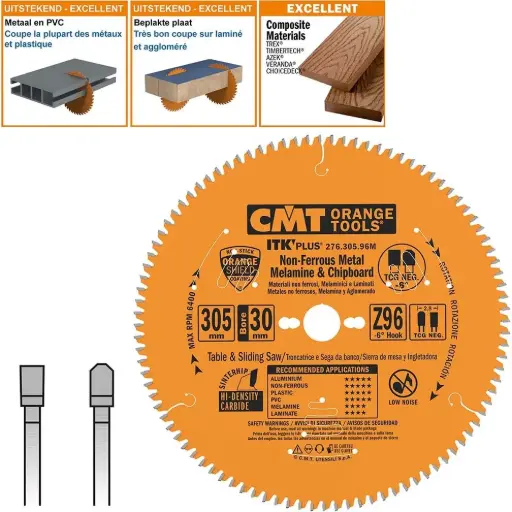 [PR/00326] CMT Dun zaagblad non-ferro metalen en hard mat. 305x30x2,8 Z96