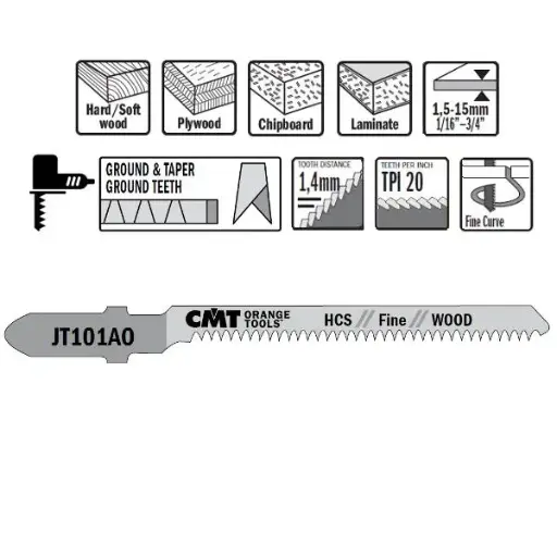 [PR/00338] CMT Dec.zaag 76mm (Bocht fijn) hout*1,5~15mm - HCS -  5st