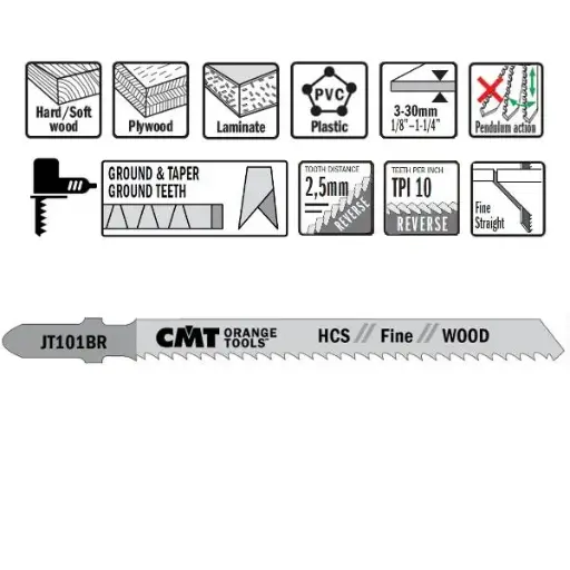 [PR/00340] CMT Dec.zaag 100mm (Fijn recht) hout*3~30mm - HCS - 5st