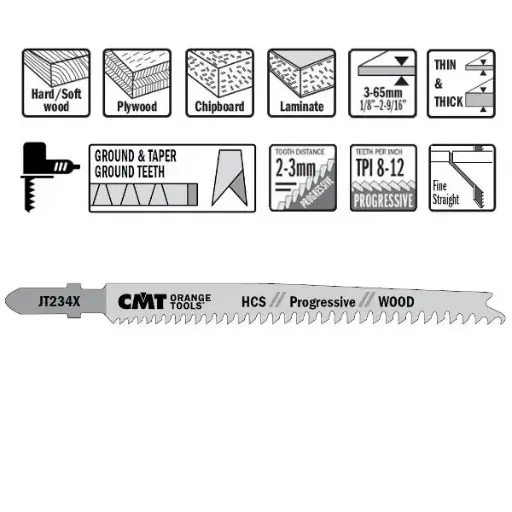 [PR/00349] Dec.zaag 116mm (Fijn recht) Hout*~3-65mm - HCS - 5st