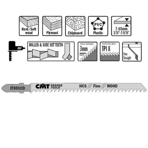 [PR/00351] CMT Dec.zaag 116mm (Fijn recht) Hout en plastic*~7-65mm - HCS - 5st