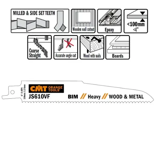[PR/00367] CMT Reciprozaagblad Bi-metaal 150mm x 1,6  x 3,2-5TPI