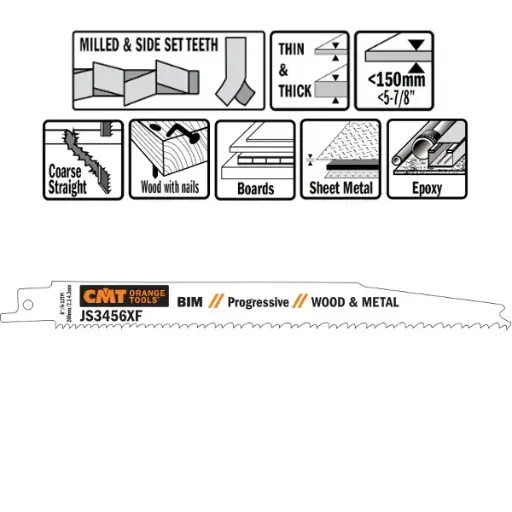 [PR/00380] CMT Reciprozaagblad Bi-metaal 200mm x 1,25  x 6-12TPI