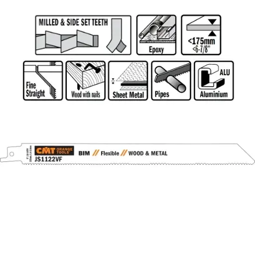 [PR/00384] CMT Reciprozaagblad Bi-metaal 225mm x 0,9  x 10-14TPI