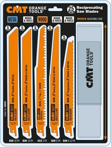 [PR/00410] CMT 25-delige reciprozaagbladenset - 5 verschillende