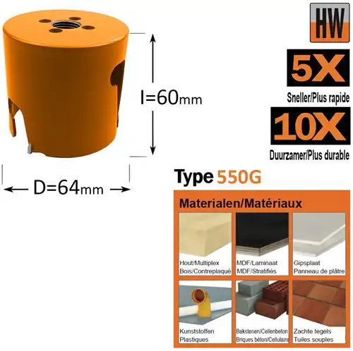 [PR/00429] CMT Gatzaag - hardmetaal hout D64mm L60mm - GRN