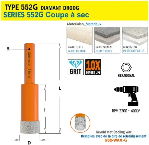 [PR/00508] Gatzaag voor extreem harde materialen D=16mm