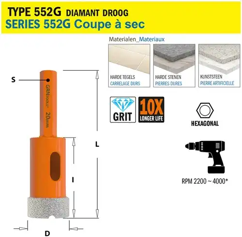 [PR/00510] CMT Gatzaag voor extreem harde materialen D20mm L40mm