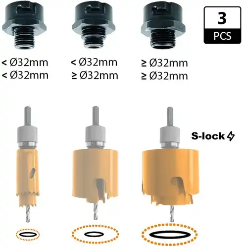 [PR/00583] CMT Set van 3 adapters voor het vergroten van gaten - GRN