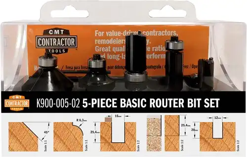 [PR/00597] Set van 5 frezen contractor in PVC kistje - Profielfrezen - HW