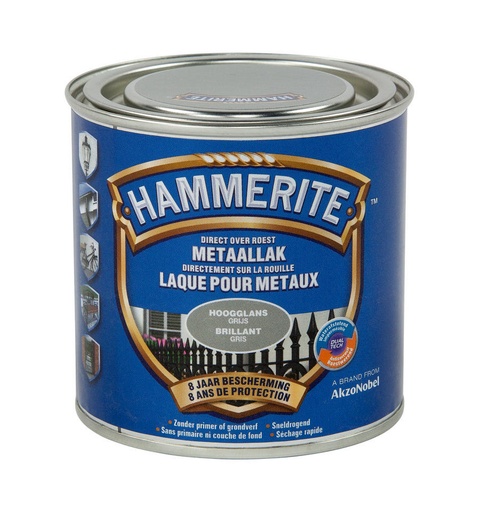 [55828] HAMMERITE HOOGGLANSLAK 250ML GRIJS