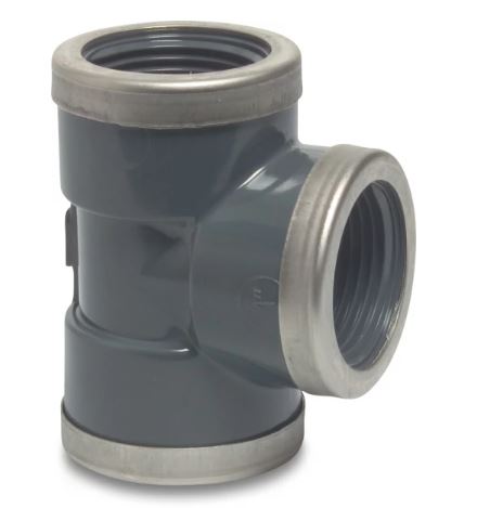 [57587] Druk PVC T-stuk 5/4 - 90° met verstevingsring