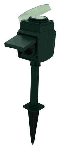 [58105] TUINPAAL + DUO STOPCONTACT + SCHAKELKLOK