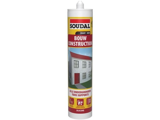 [67526] Soudal neutrale silicone bouw zwart - 300ML