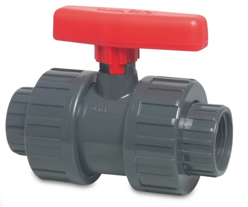 [70277] DRUK PVC KOGELKRAAN M/DUBBEL WARTEL 1/2