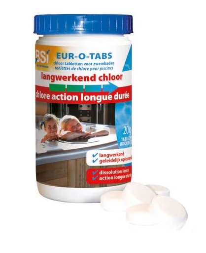 [71422] BSI Eur-O-Tabs langwerkende chloortabletten 20gr (1kg)