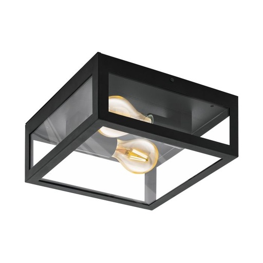 [74382] ALAMONTE 1 BUITEN-WANDLAMP/PLAF. 2XE27 - ZWART