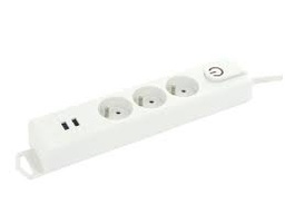 [78575] Profile 3V stopcontact met schakelaar & 2x USB + 1.5m snoer wit