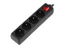 [80869] MEERVOUDIG STOPCONTACT 4X +SCHAK. +1.5M ZWART