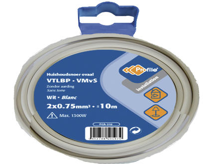 [10076] Profile VTLBP kabel 2x 0.75mm² 10m wit